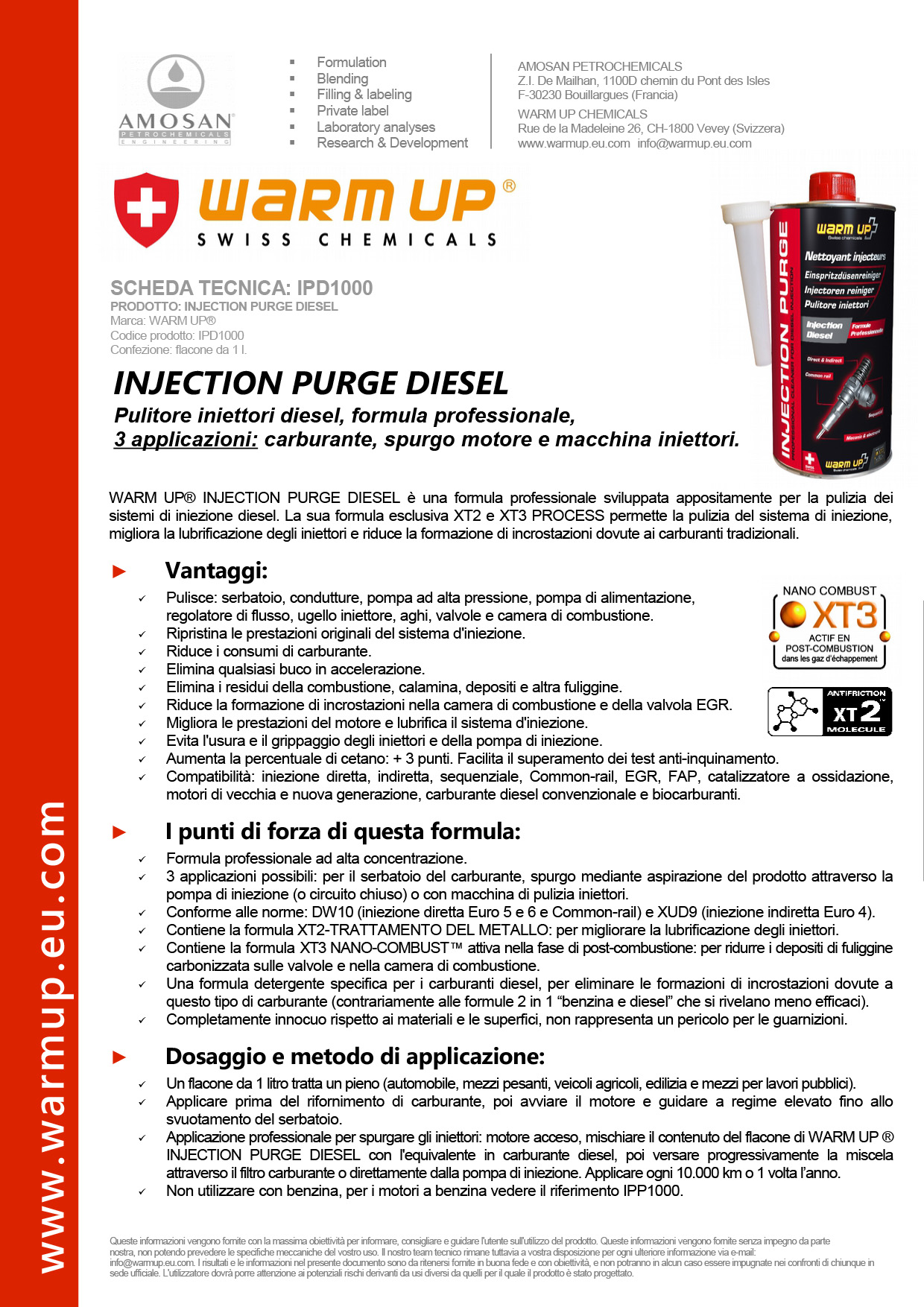 WARM UP Décalaminant moteur diesel – formule professionnelle - 1 litre