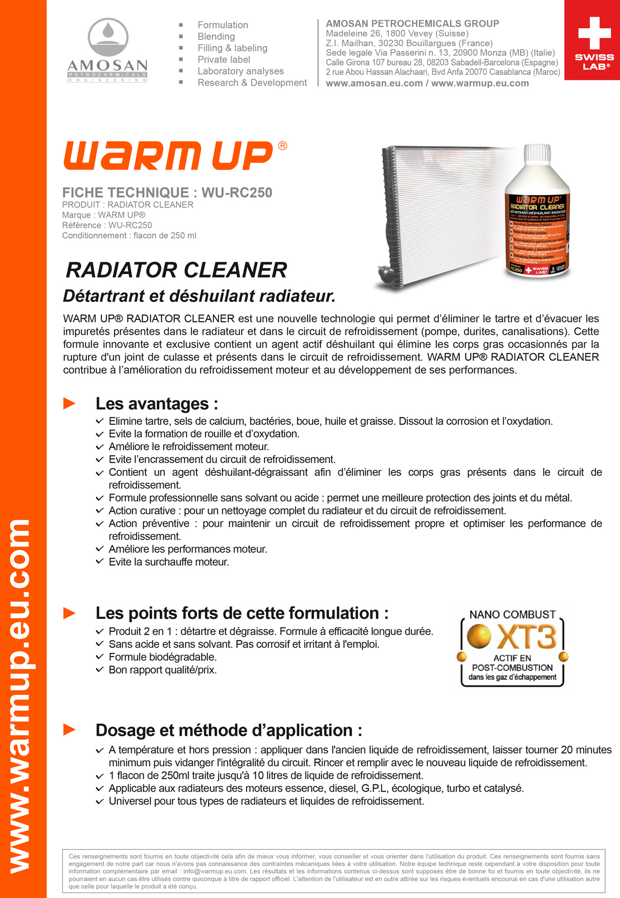 WARM UP Décalaminant moteur diesel – formule professionnelle - 1 litre